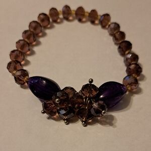 Elegant Purple and Brown Beaded Bracelet